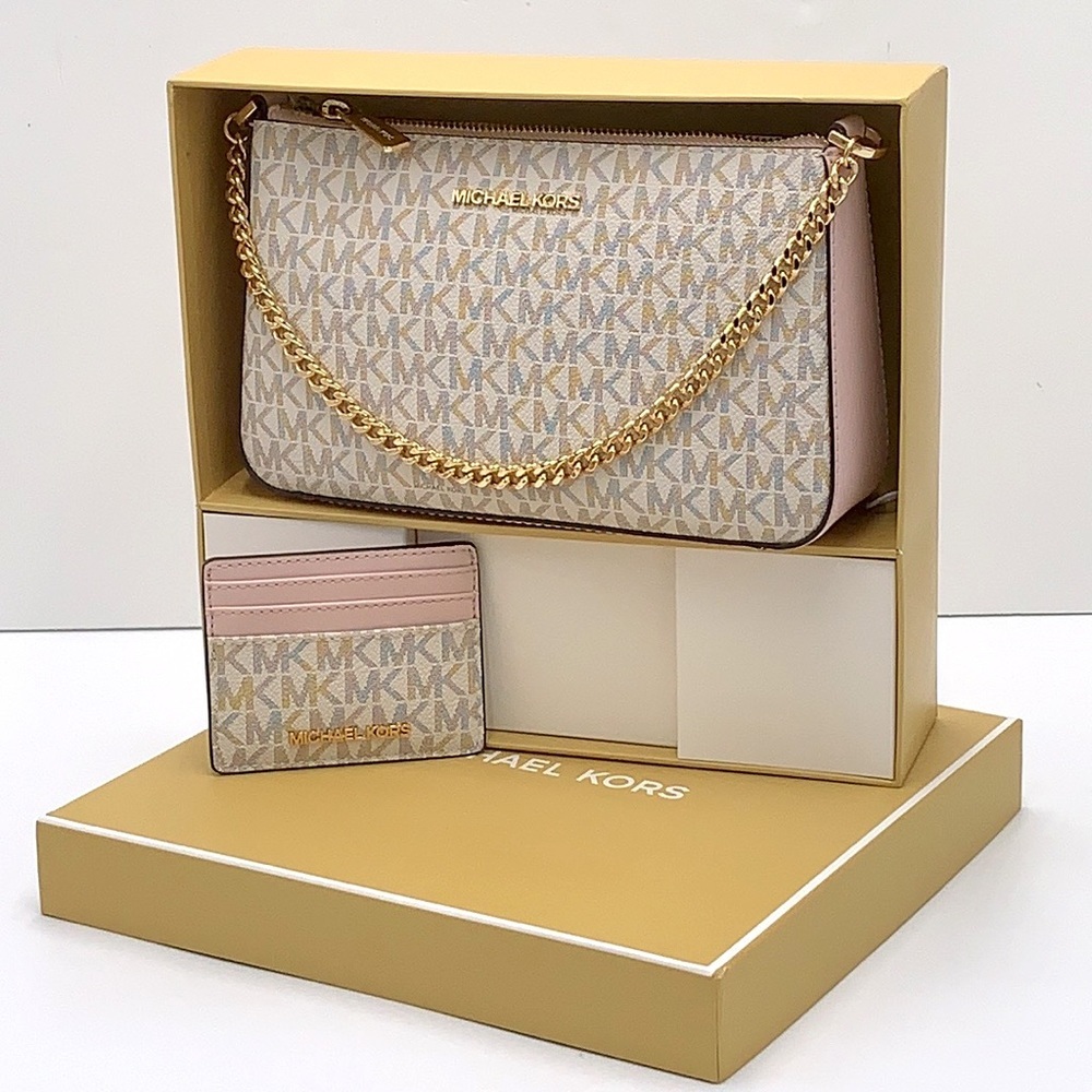 MICHAEL KORS GIFTABLE SHOULDER BAG & CARD HOLDER BOXED SET POWDER BLUSH … - Picture 1 of 16